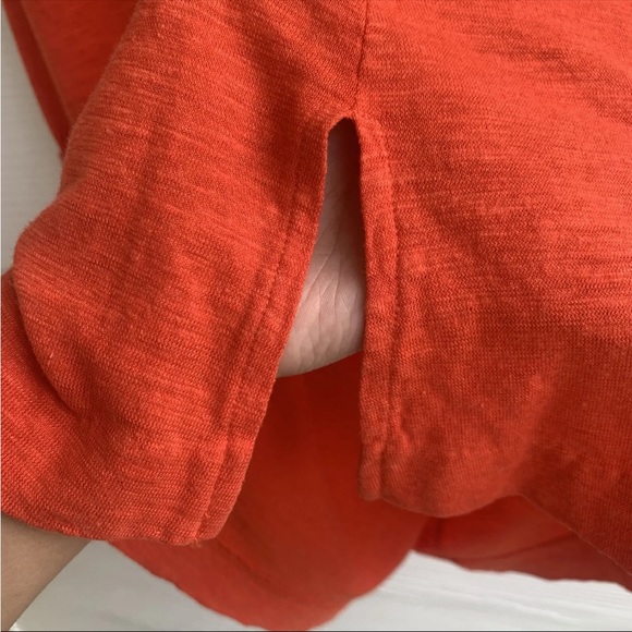 Eileen Fisher Organic Hemp Cotton Blend Shift Dress size Small Orange Cowl Neck - Picture 6 of 11